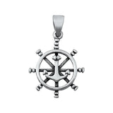 Sterling Silver Captains Wheel Pendant Anchor Sailor Pirate Nautical Charm 925
