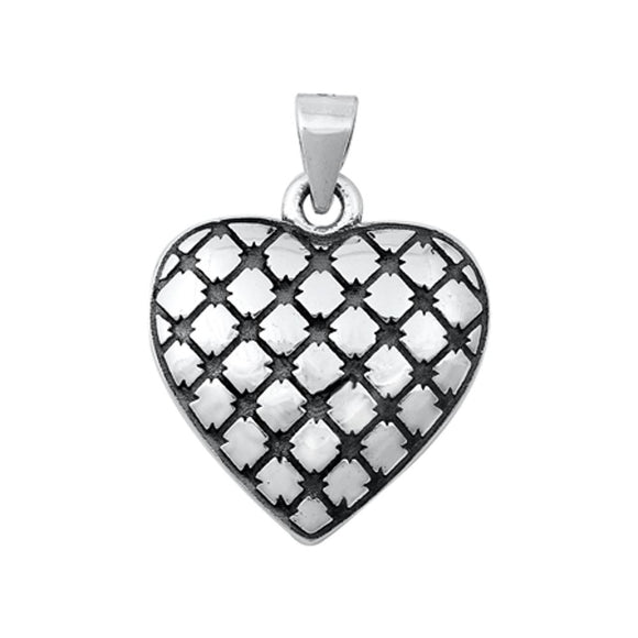 Sterling Silver Cute Quilted Heart Pendant Promise Love Forever Charm 925 New