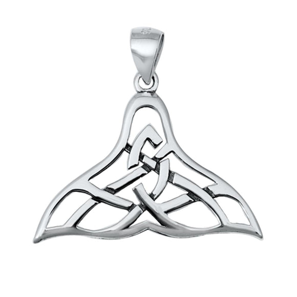 Sterling Silver Celtic Whale Tail Pendant Triquetra Trinity Animal Ocean Charm