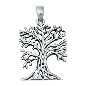Sterling Silver Detailed Tree of Life Pendant Realistic Roots Branch Charm 925