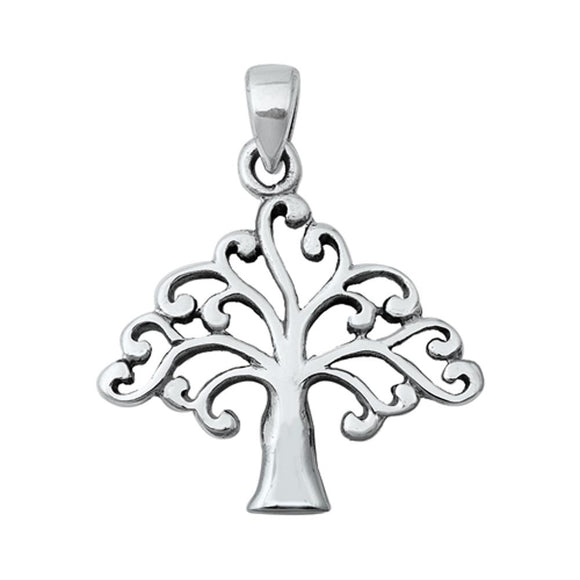Sterling Silver Whimsical Tree of Life Pendant Branch Curl Swirl Nature Charm