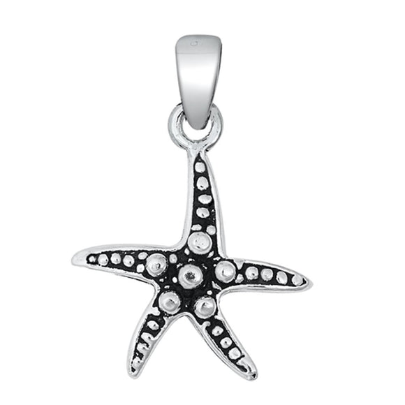 Sterling Silver Unique Starfish Pendant SeaStar Oxidized Detail Granulated Charm