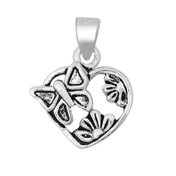 Sterling Silver Elegant Butterfly Pendant Flower Promise Heart Charm 925 New