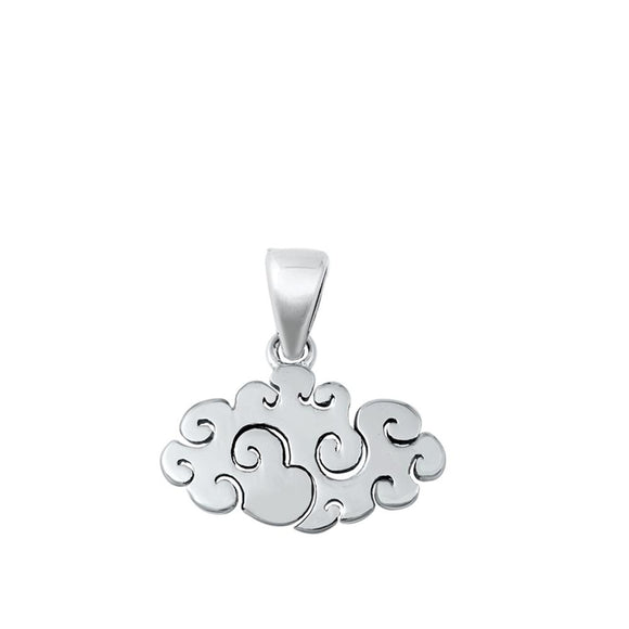 Sterling Silver Cute Cloud Pendant Swirl Elegant Whimsical Charm 925 New