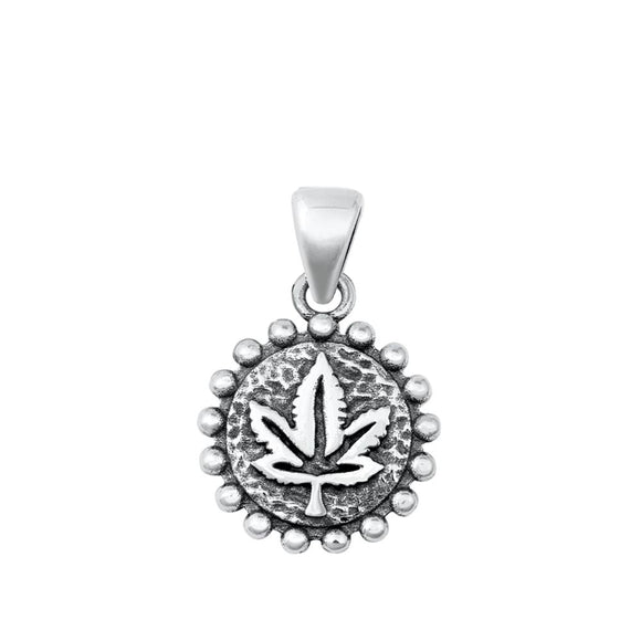 Sterling Silver Pot Leaf Pendant Cannabis Nature Marijuana Border Charm 925 New