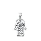 Sterling Silver Beautiful Filigree Hamsa Pendant Oxidized Happiness Charm 925