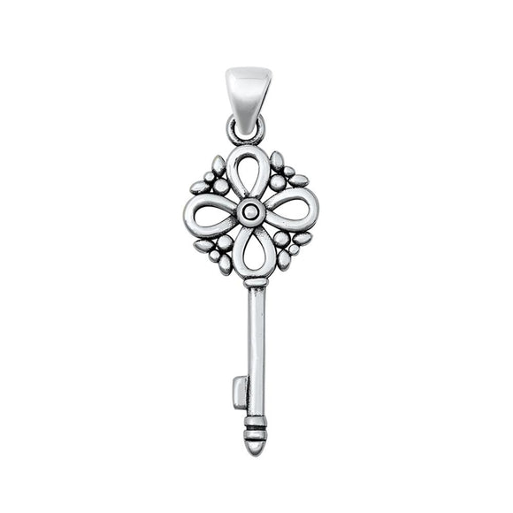 Sterling Silver Beautiful Skeleton Key Pendant Oxidized Ornate Freedom Charm 925