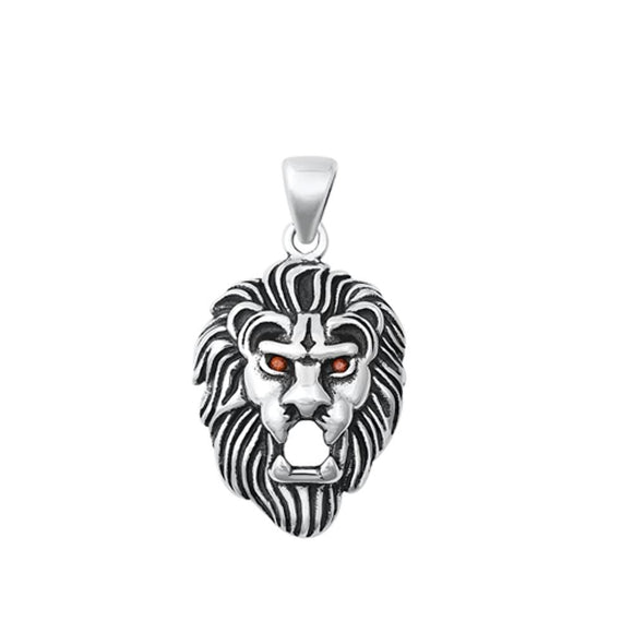 Sterling Silver Polished Lion Head Pendant King Beast Animal Charm 925 New