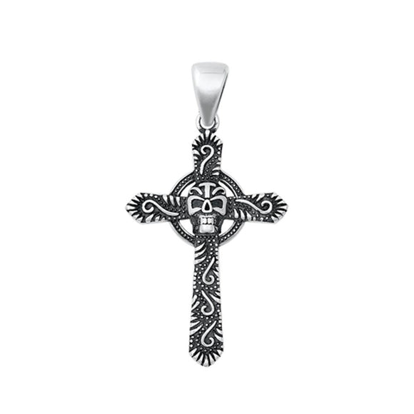 Sterling Silver Beautiful Oxidized Cross Pendant Ornage Christian Charm 925 New