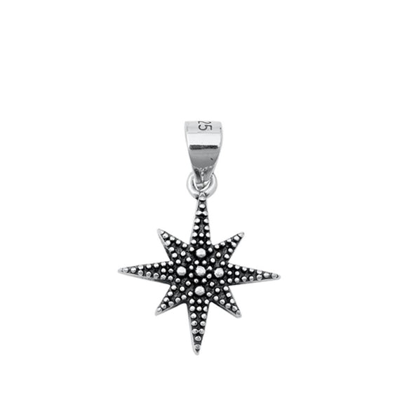 Sterling Silver Beautiful North Star Pendant Astrological Oxidized Charm 925 New