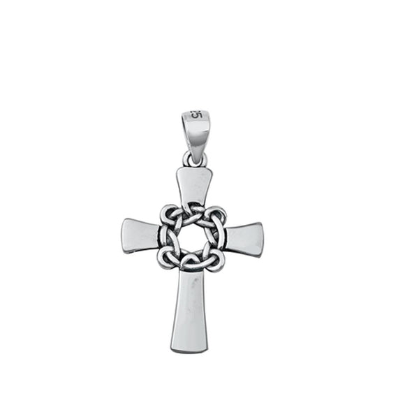 Sterling Silver Classic Celtic Knot Cross Pendant Vintage Christian Charm 925