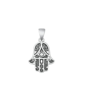 Cute Sterling Silver Polished Hamsa Pendant Protection Amulet Charm 925 New