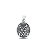 Sterling Silver Fashion Lucifer Sigil Pendant Seal of Satan Charm 925 New