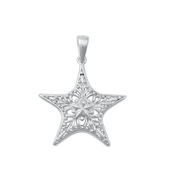 Sterling Silver Filigree Northern Christmas Star Pendant Bethlehem Charm 925 New