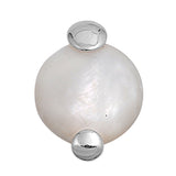 Modern Circle Pendant Simulated Mother of Pearl .925 Sterling Silver Bold Charm
