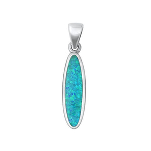 Sterling Silver Cute Blue Synthetic Opal Pendant Classic Fashion Charm 925 New