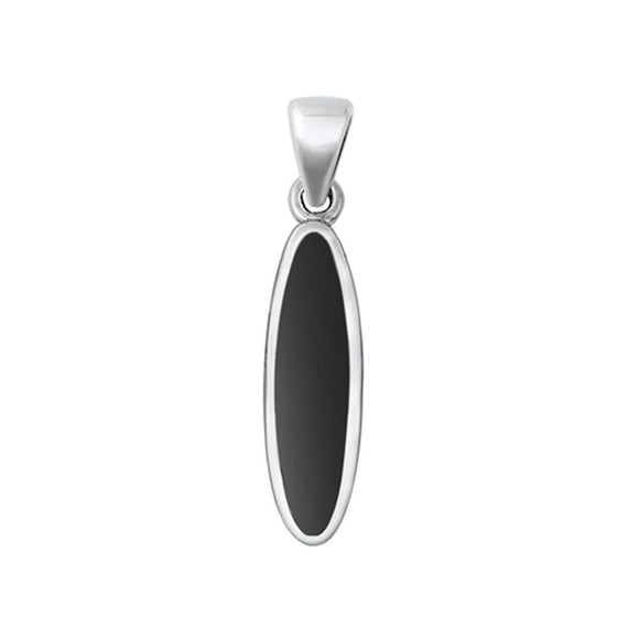 Sterling Silver Classic Black Agate Pendant Vintage Oval Fashion Charm 925 New