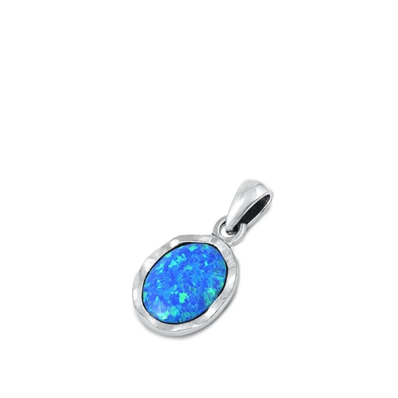 Sterling Silver Cute Blue Opal Pendant High Polished Charm 925 New