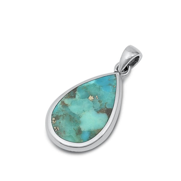 Sterling Silver Polished Vintage Turquoise Pendant Classic Fashion Charm 925 New