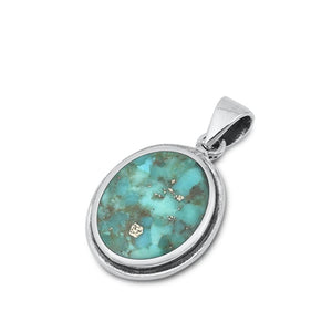 Sterling Silver Cute Vintage Turquoise Pendant Classic Fashion Charm 925 New