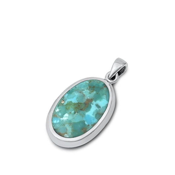 Sterling Silver Beautiful Turquoise Pendant Vintage Classic Fashion Charm 925
