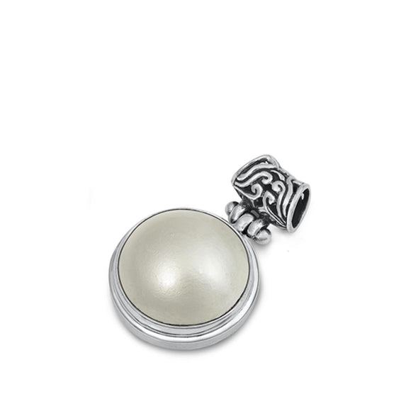 Sterling Silver Classic Freshwater Pearl Bali Pendant Ornate Vintage Charm 925