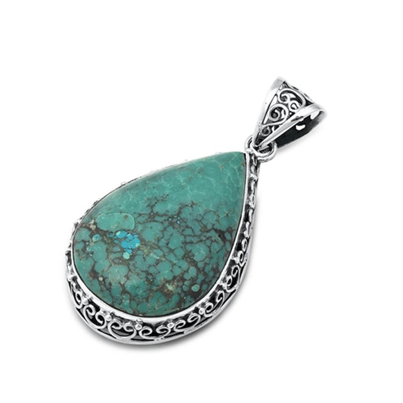 Sterling Silver Classic Turquoise Pendant Vintage Celtic Heart Charm 925 New