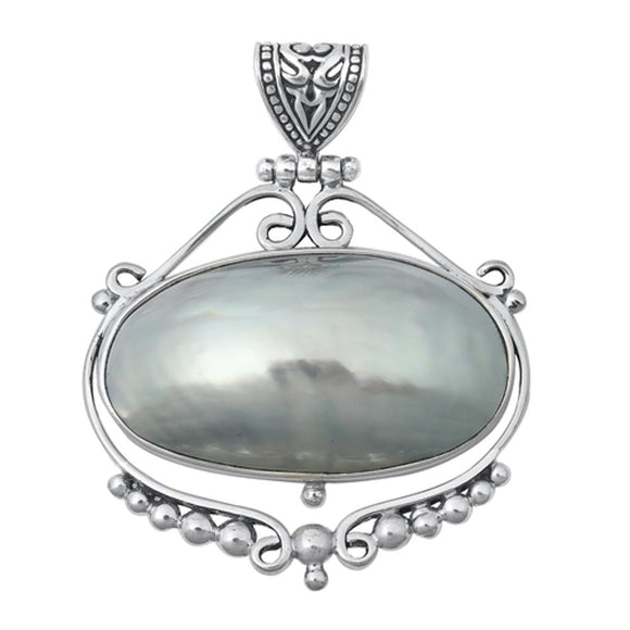 Sterling Silver Beautiful Vintage Mother of Pearl Filigree Pendant Charm 925 New