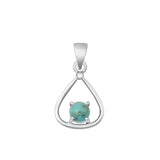 Sterling Silver Cute Turquoise Pendant High Polished Charm 925 New