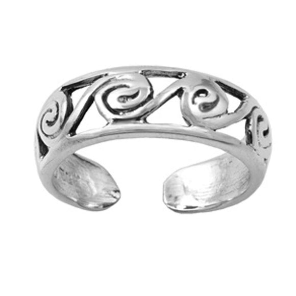 Sterling Silver Adjustable Swirl Toe Ring High Polished 925 New