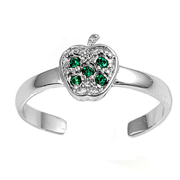 Apple Simulated Emerald .925 Sterling Silver Toe Ring
