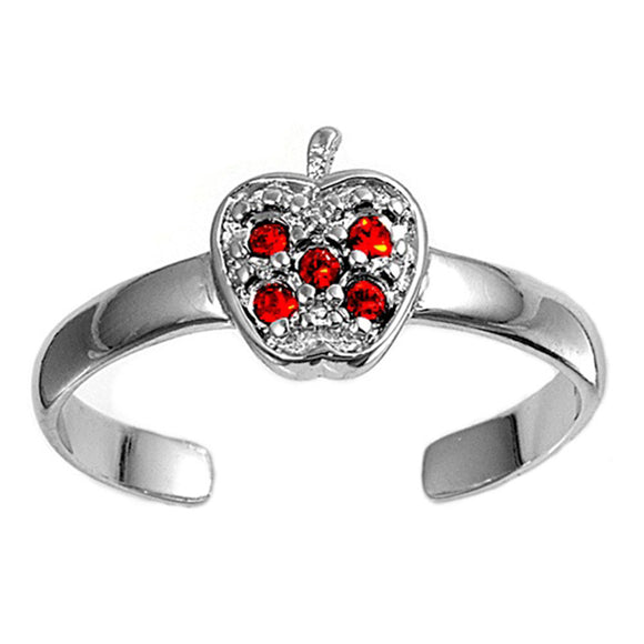 Apple Simulated Ruby .925 Sterling Silver Toe Ring