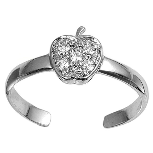 Apple Clear Simulated CZ .925 Sterling Silver Toe Ring