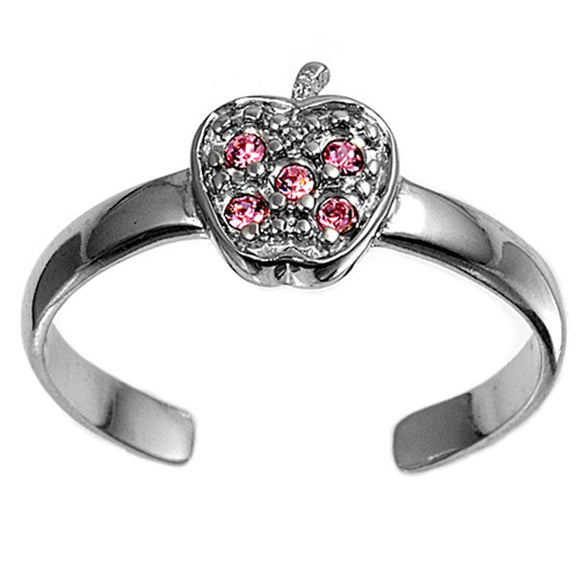 Apple Pink Simulated CZ .925 Sterling Silver Toe Ring