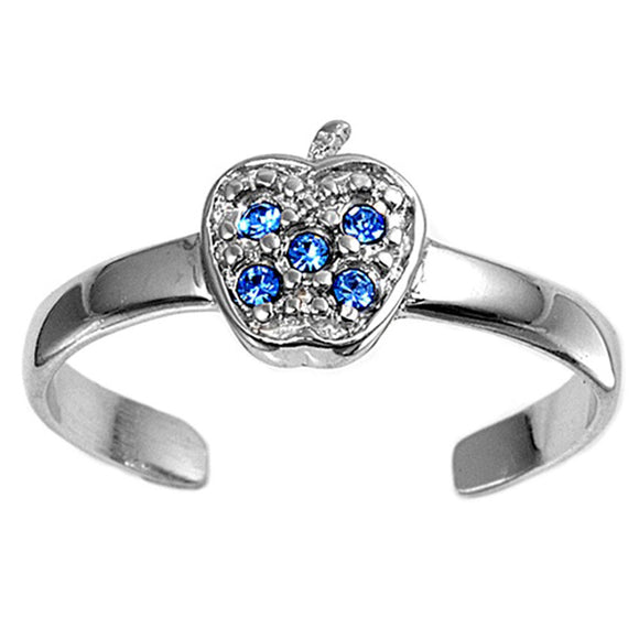 Apple Blue Simulated Sapphire .925 Sterling Silver Toe Ring
