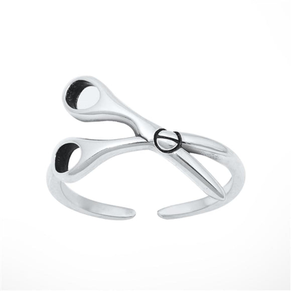 Sterling Silver Scissors Hair Stylist Toe Midi Ring Adjustable Band .925 New