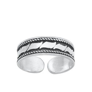 Sterling Silver Cute Bali Style Oxidized Toe Midi Ring Adjustable Band 925 New