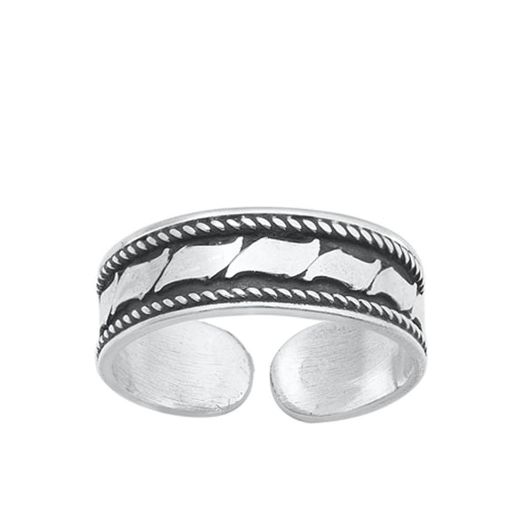 Sterling Silver Cute Bali Style Oxidized Toe Midi Ring Adjustable Band 925 New