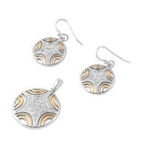 Star Gold-Tone Cutout Earrings Clear Simulated CZ .925 Sterling Silver Pendant Set